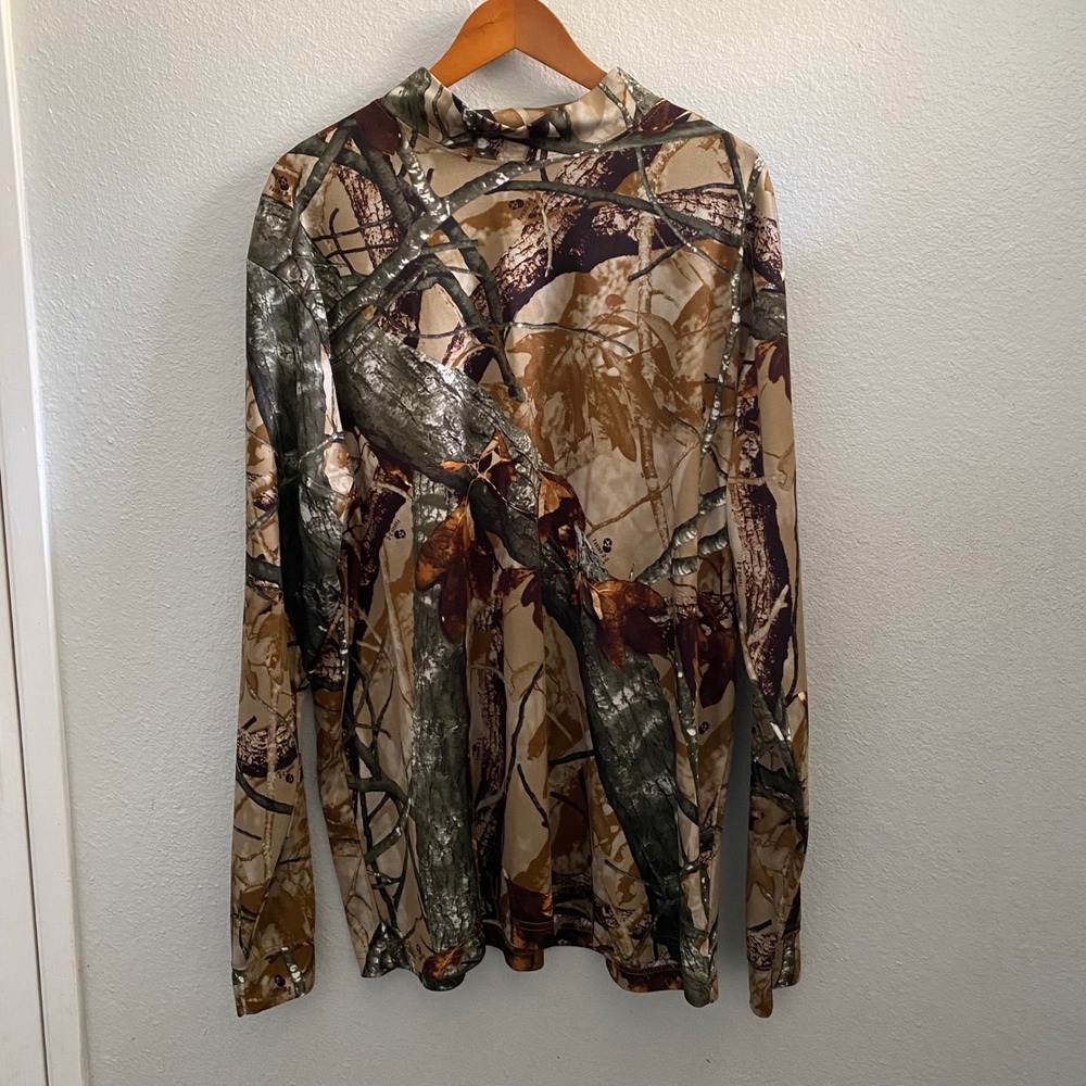 Outfitters Ridge Mens XL Camo Long Sleeve Performance Shirt Mock Neck HuntingTee